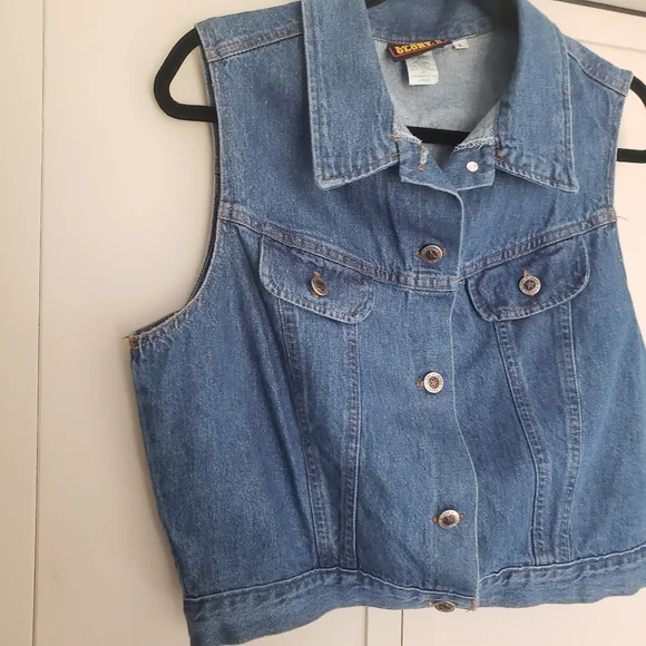 Vintage Faded Glory Mid Wash Denim Vest Large - Picture 4 of 8